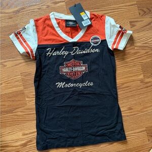 Harley-Davidson woman V-Neck Black and Orange Tee